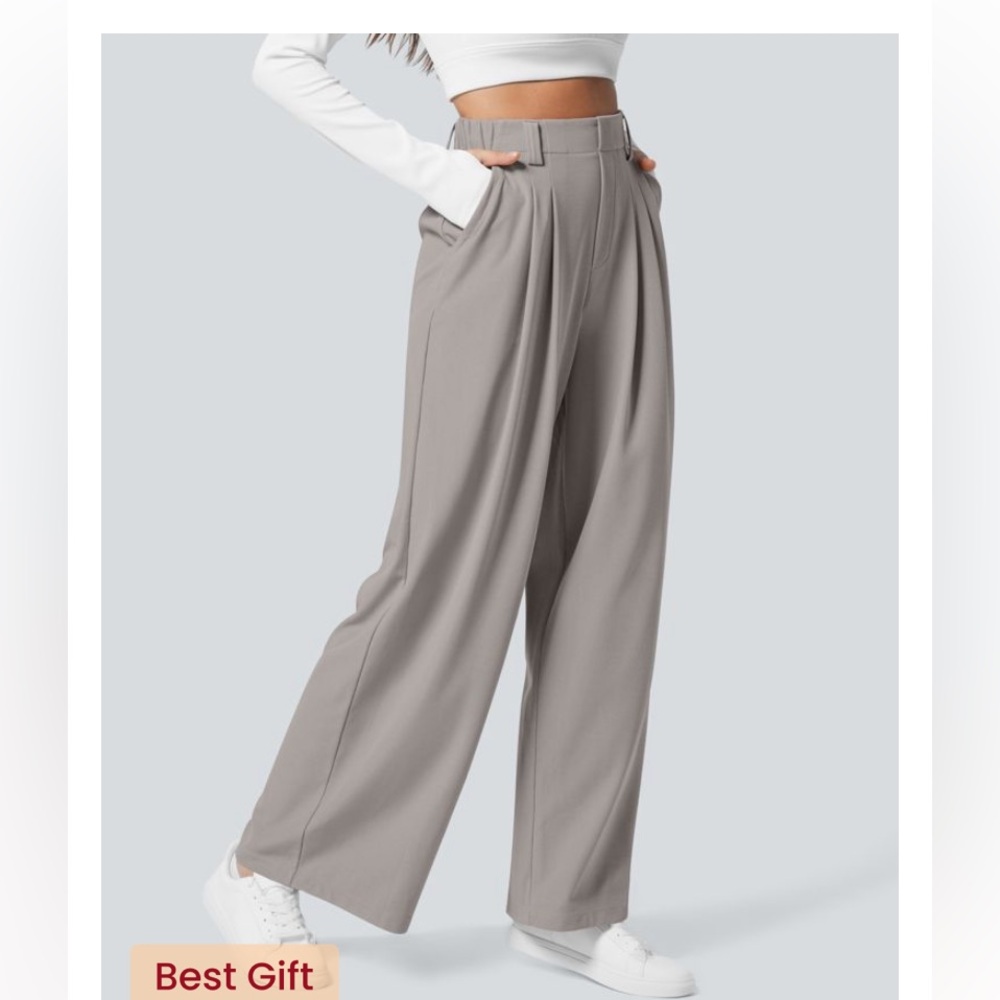HALARA Taupe Wide-Leg High-Waist Pants